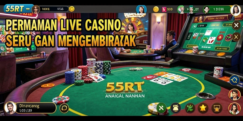 Screenshot gameplay 55RT yang menampilkan dealer langsung dalam aksi.