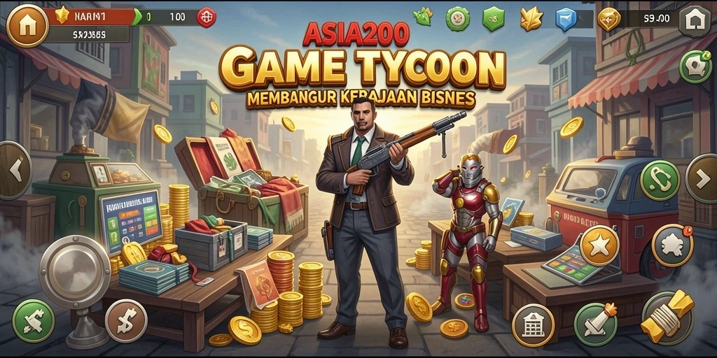 Tampilan gameplay <strong>ASIA200</strong> menunjukkan kekayaan strategi bisnis yang harus diterapkan.