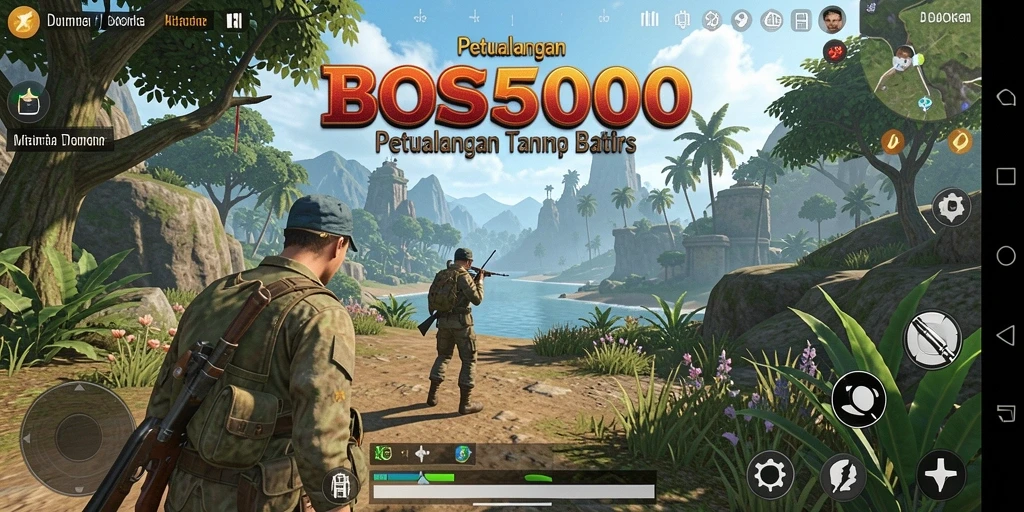 Tampilan gameplay yang menakjubkan dari BOS5000 di dunia terbuka.
