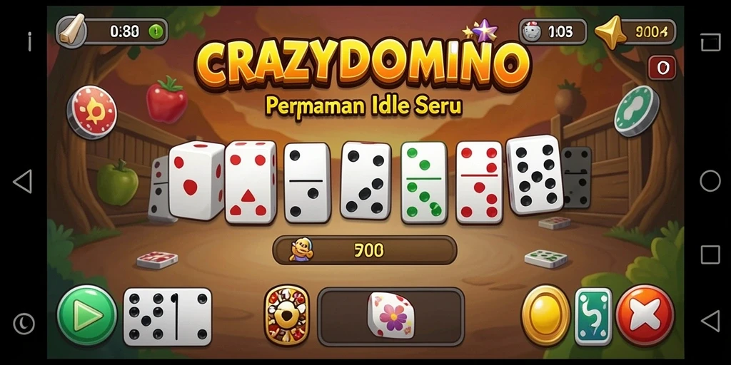 Tampilan menarik dari gameplay CRAZYDOMINO yang penuh warna.