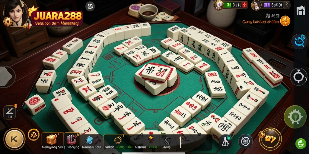 Screenshot JUARA288 menampilkan gameplay Mahjong yang dinamis dan menghibur.