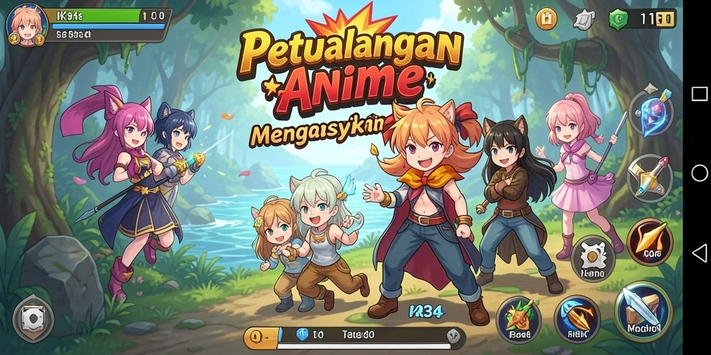 Screenshot menampilkan karakter dalam pertempuran Anime yang epik.