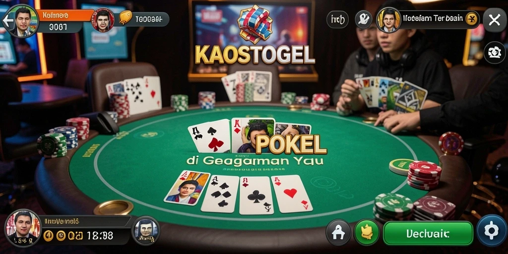 Screenshot gameplay KAOSTOGEL dengan suasana poker yang mendebarkan.