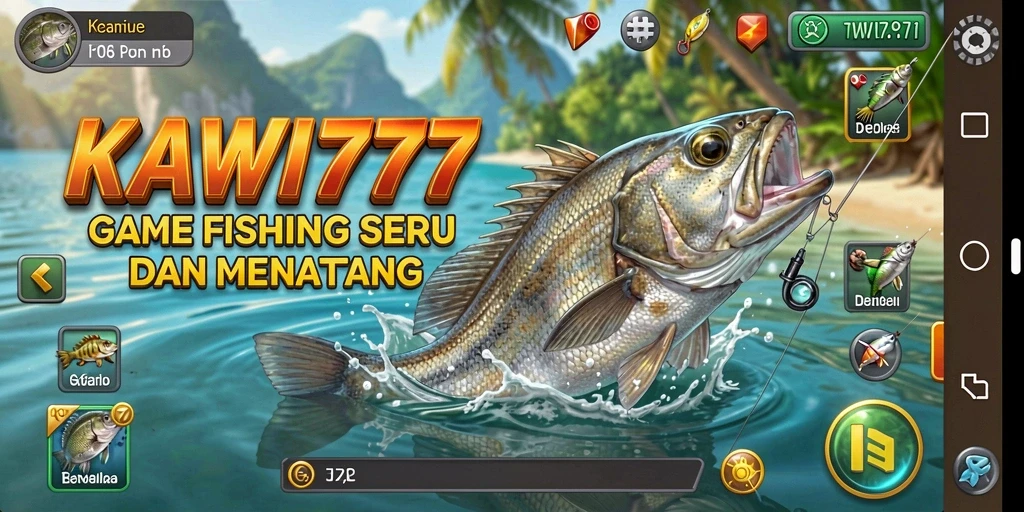 Screenshot gameplay KAWI777 menunjukkan aksi memancing yang seru.