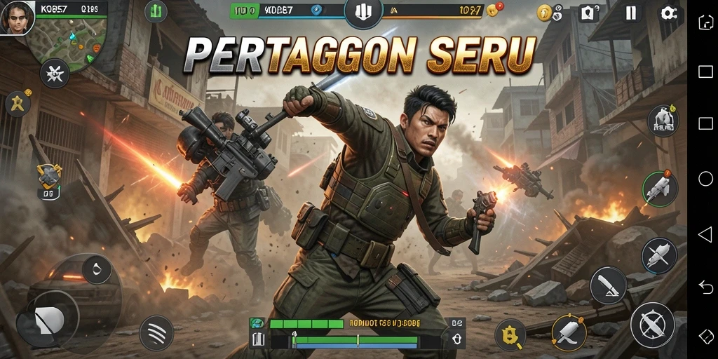 Tampilan gameplay KO857 dengan karakter bertarung di arena.