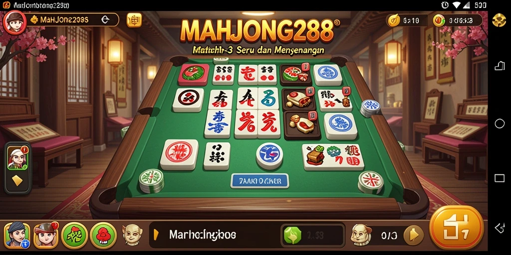 Tampilan permainan <strong>MAHJONG288</strong> yang menarik dengan gameplay Match-3.