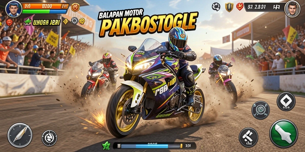 Gameplay seru dengan aksi balapan motor yang mendebarkan.