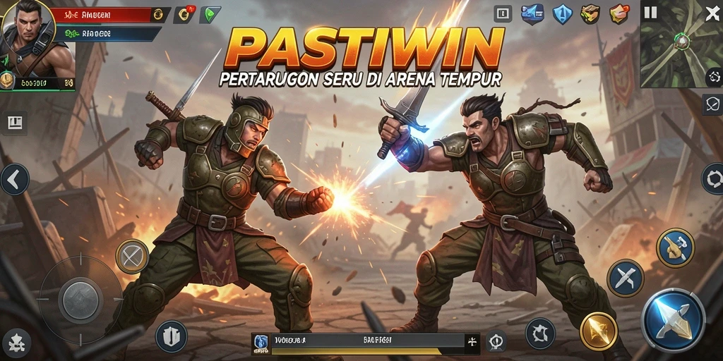 Gameplay PASTIWIN yang seru saat bertarung melawan lawan.
