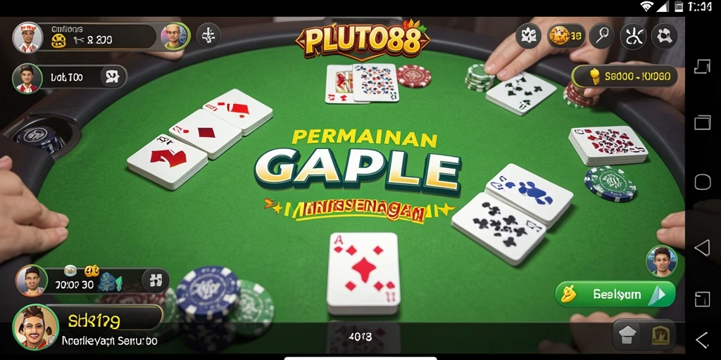 Screenshot utama PLUTO88 menampilkan gameplay seru Gaple.